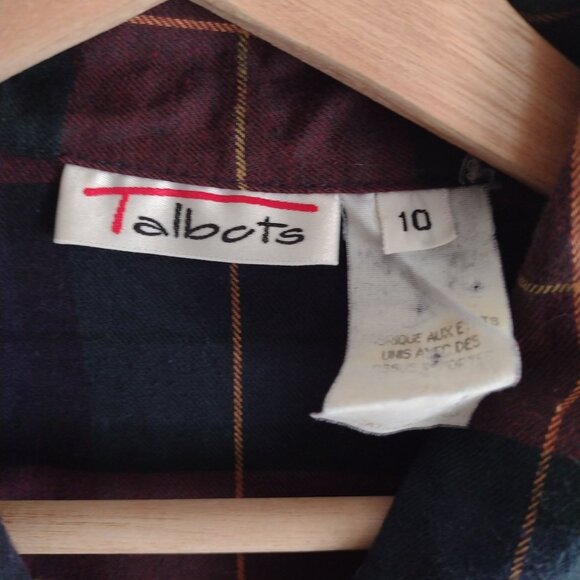 Talbots Vintage Plaid Button Front Dress S/M Flannel Midi Shirtdress - Picture 2 of 11